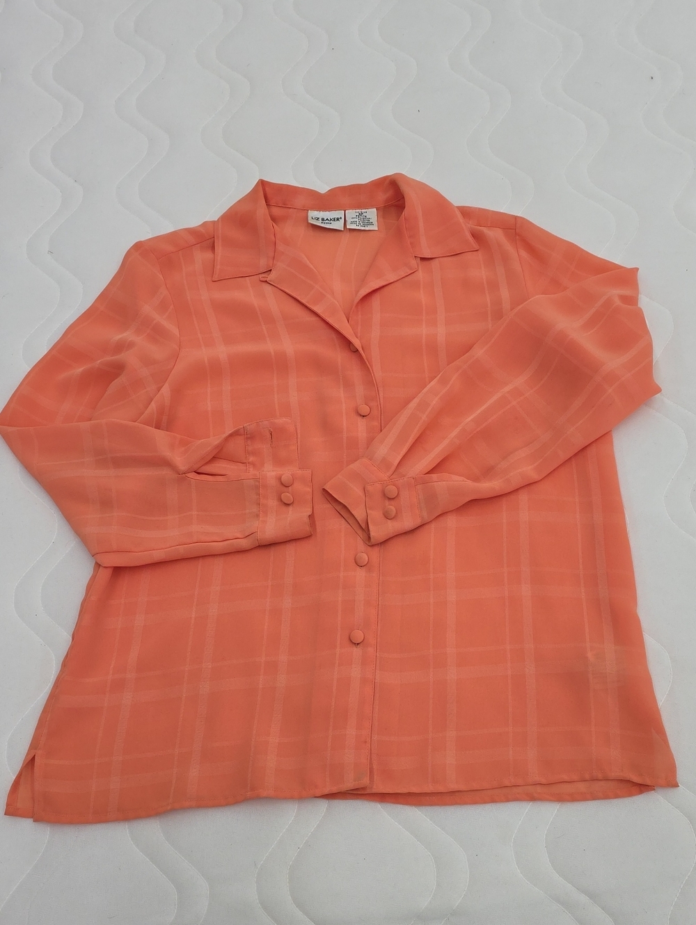 Liz Claiborne Coral-Orange  Front - Button Blouse.